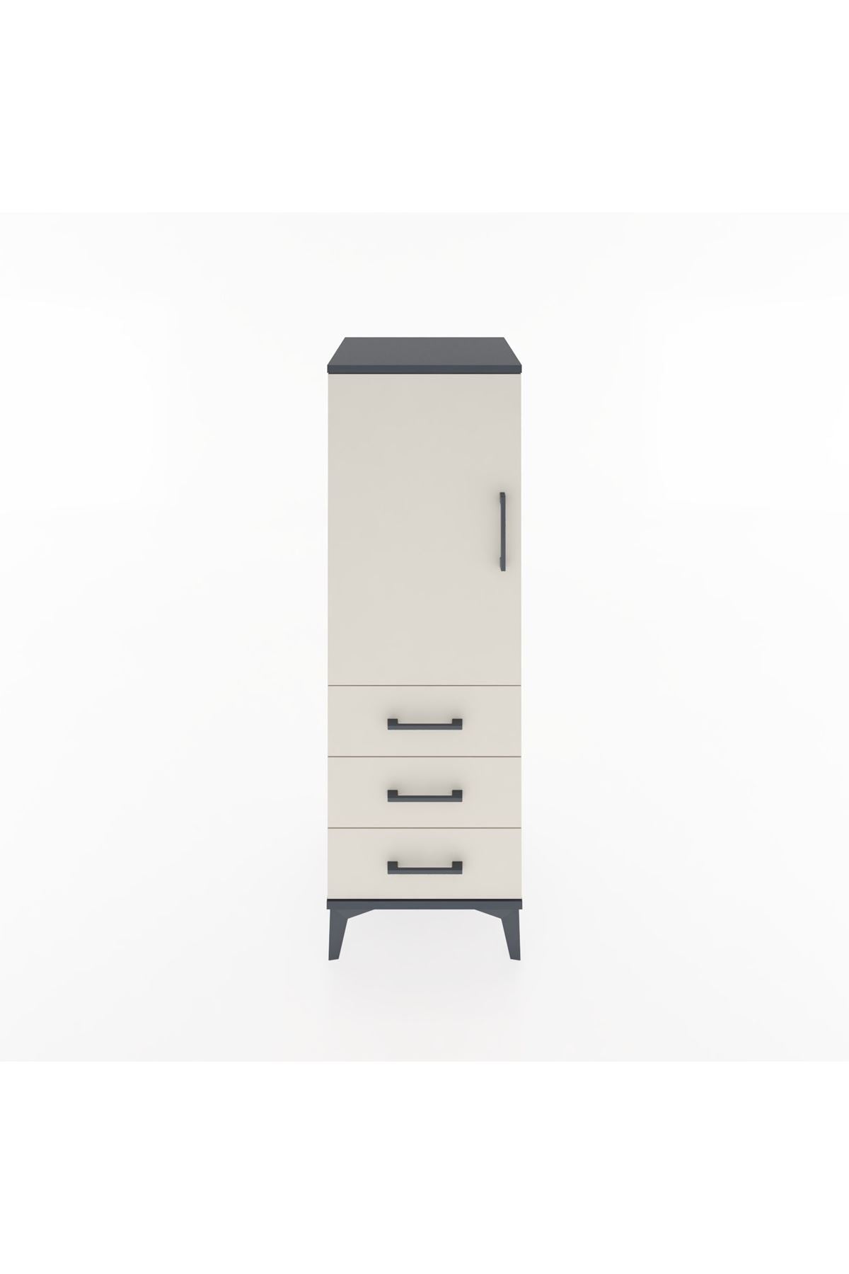 Hyperion Dolap 2 Raflı 3 Çekmeceli Tek Kapaklı 44x44x134 Antrasit-Aytaşı