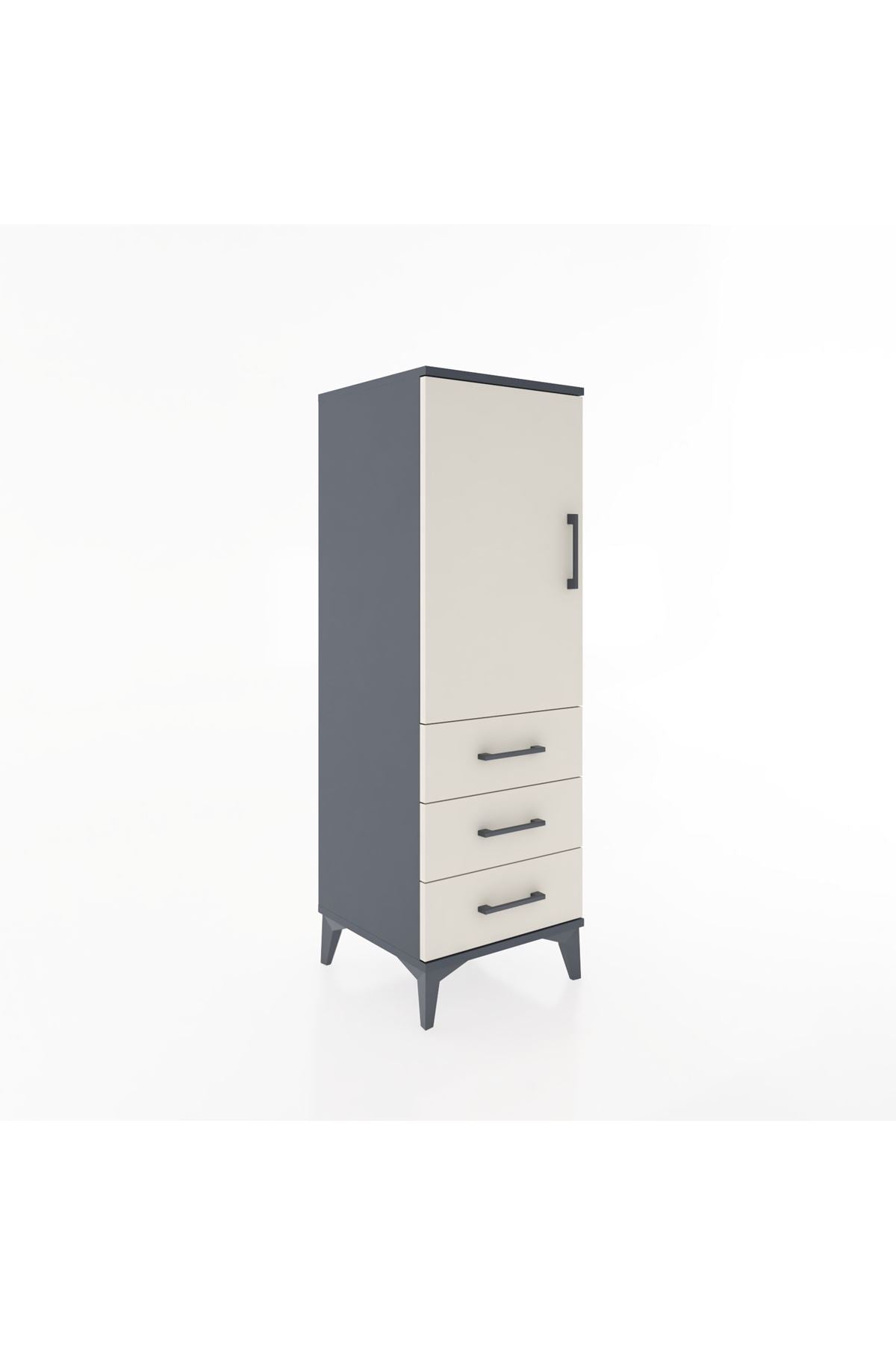 Hyperion Dolap 2 Raflı 3 Çekmeceli Tek Kapaklı 44x44x134 Antrasit-Aytaşı