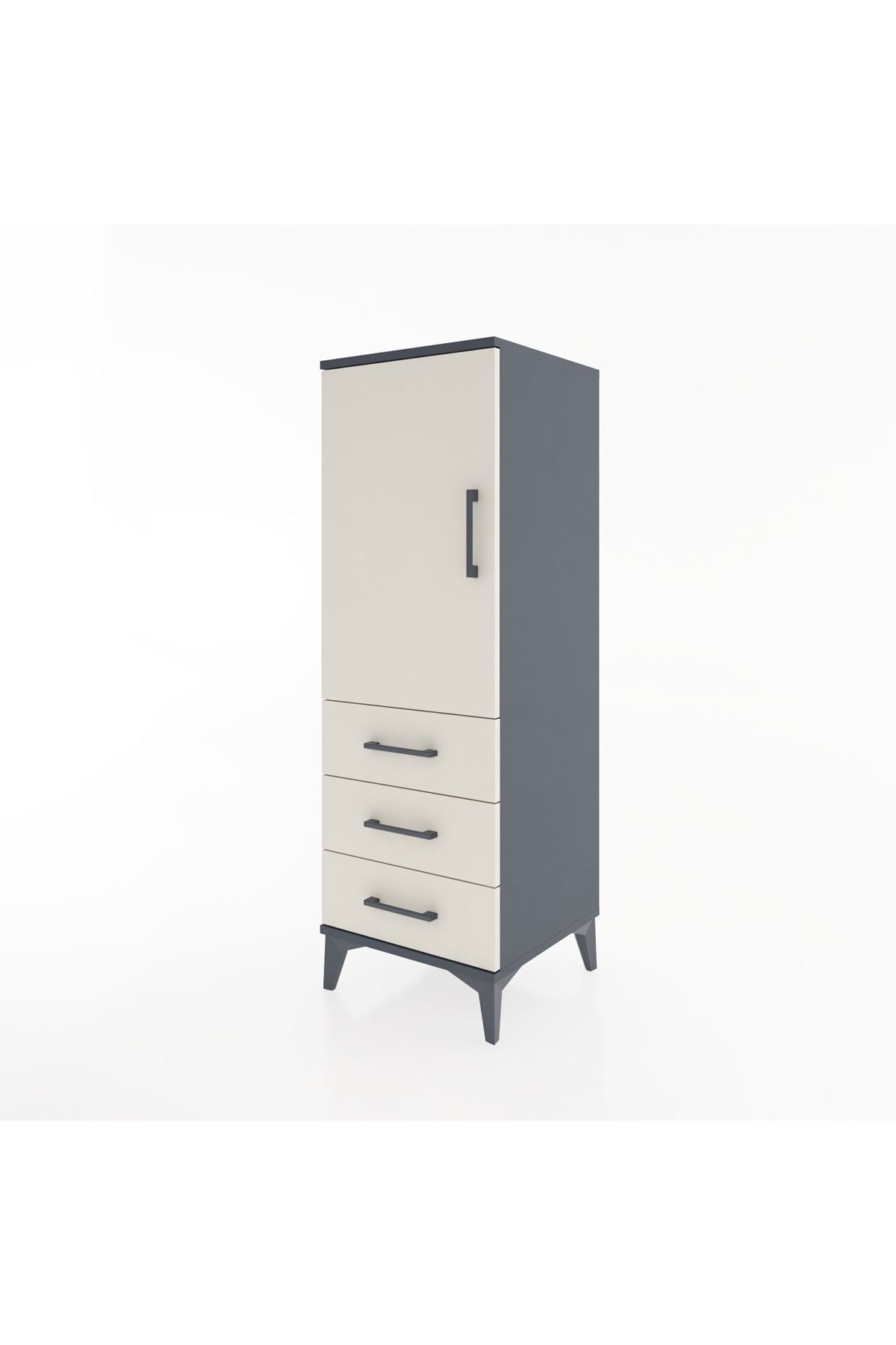 Hyperion Dolap 2 Raflı 3 Çekmeceli Tek Kapaklı 44x44x134 Antrasit-Aytaşı