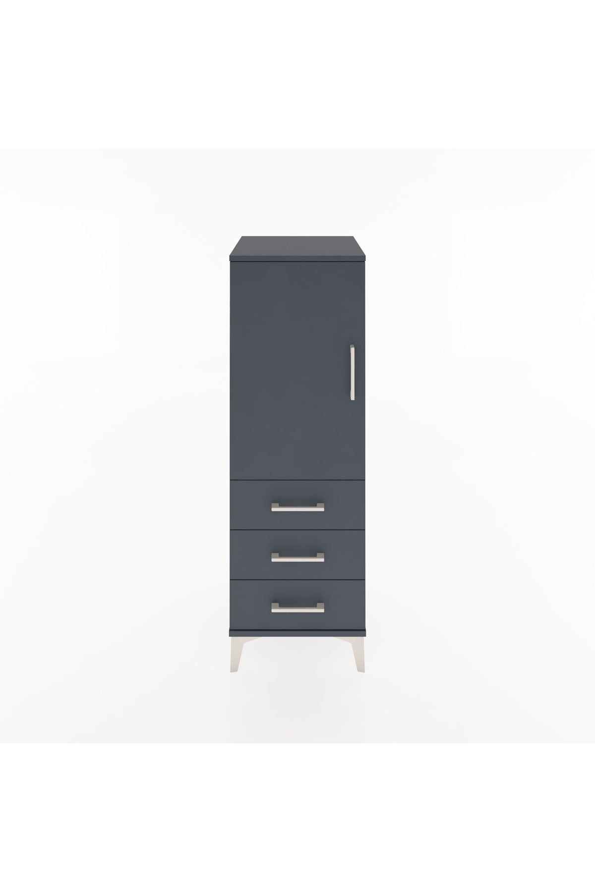 Hyperion Dolap 2 Raflı 3 Çekmeceli Tek Kapaklı 44x44x134 Antrasit-Antrasit