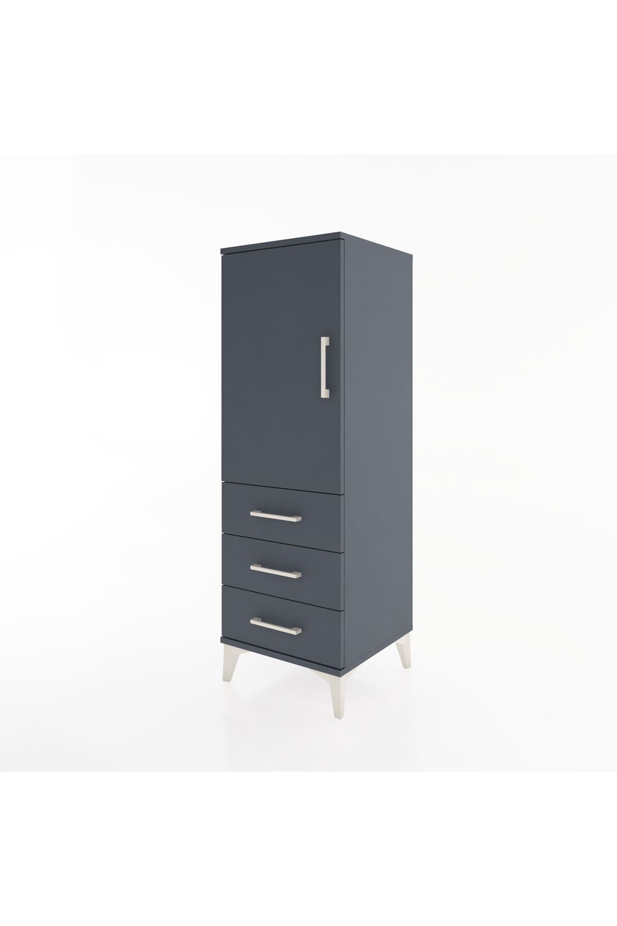 Hyperion Dolap 2 Raflı 3 Çekmeceli Tek Kapaklı 44x44x134 Antrasit-Antrasit