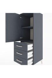 Hyperion Dolap 2 Raflı 3 Çekmeceli Tek Kapaklı 44x44x134 Antrasit-Antrasit