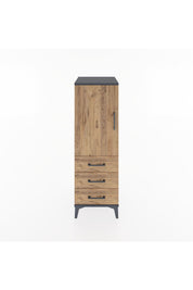 Hyperion Dolap 2 Raflı 3 Çekmeceli Tek Kapaklı 44x44x134 Antrasit-Çam