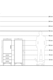 Hyperion Dolap 2 Raflı 3 Çekmeceli Tek Kapaklı 44x44x134 Antrasit-Çam