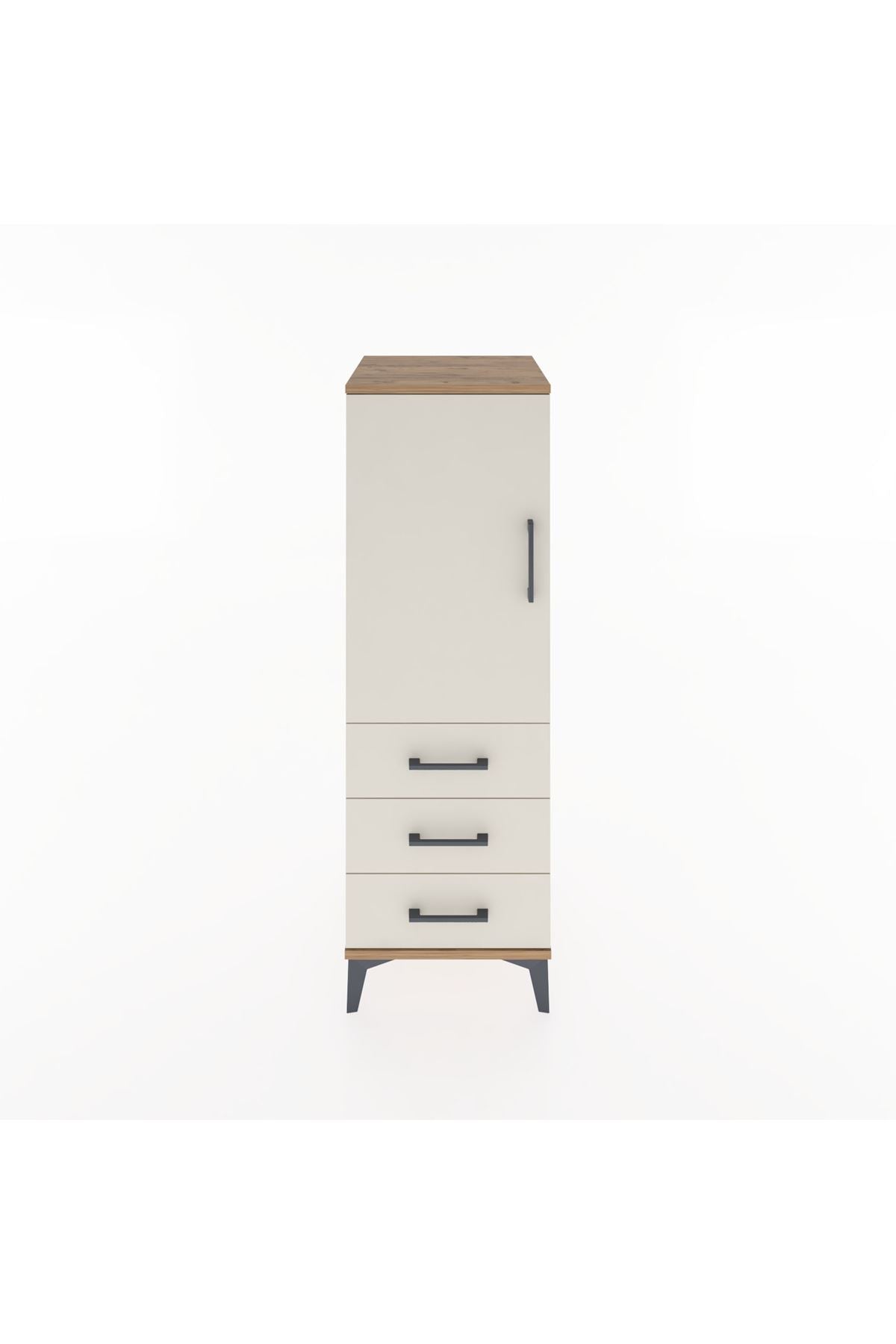 Hyperion Dolap 2 Raflı 3 Çekmeceli Tek Kapaklı 44x44x134 Çam-Aytaşı