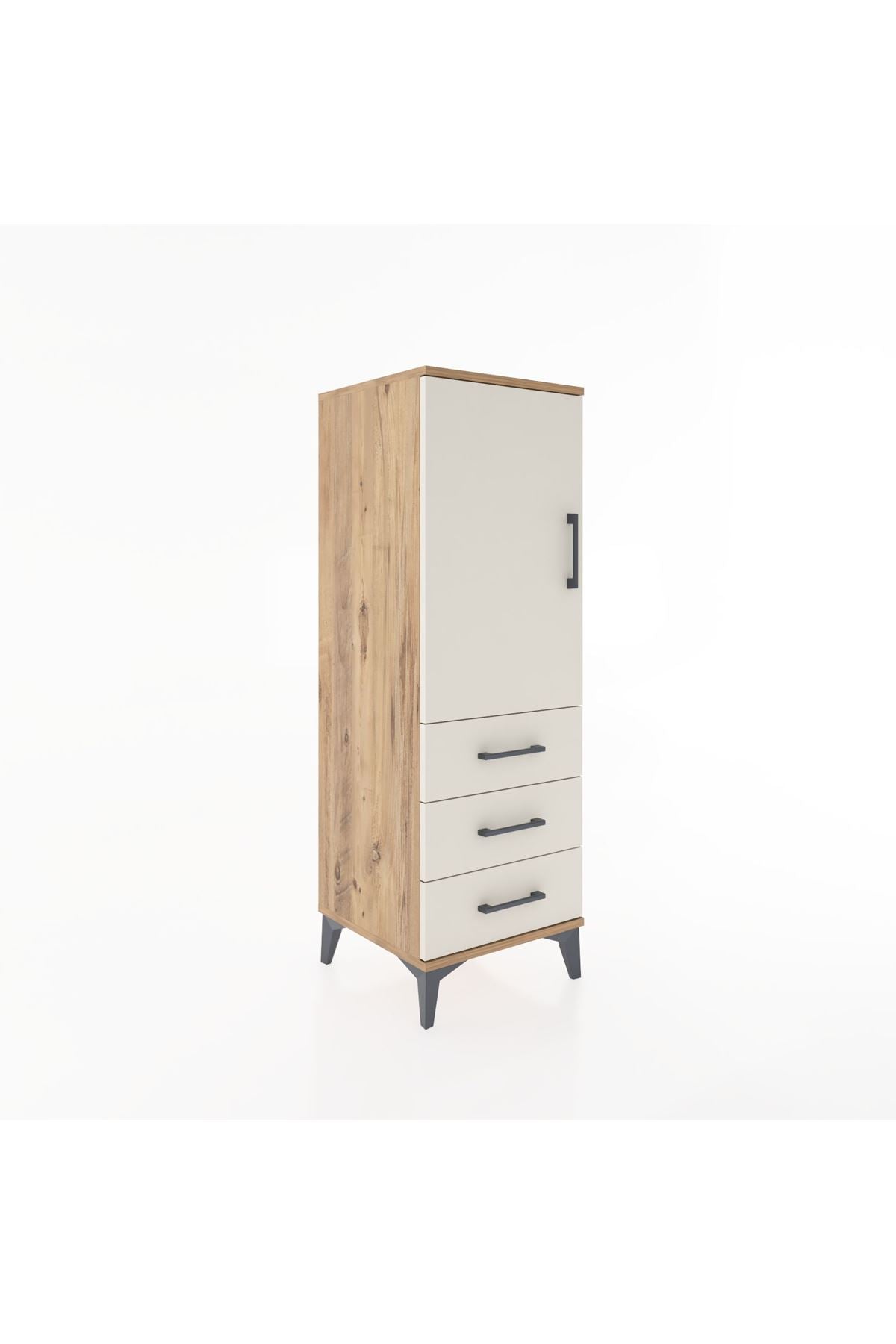 Hyperion Dolap 2 Raflı 3 Çekmeceli Tek Kapaklı 44x44x134 Çam-Aytaşı