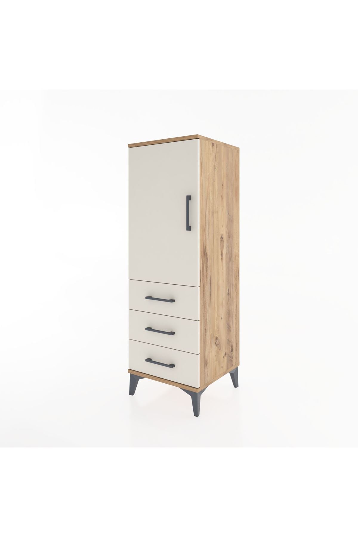 Hyperion Dolap 2 Raflı 3 Çekmeceli Tek Kapaklı 44x44x134 Çam-Aytaşı