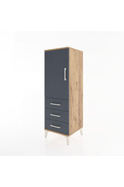 Hyperion Dolap 2 Raflı 3 Çekmeceli Tek Kapaklı 44x44x134 Çam-Antrasit