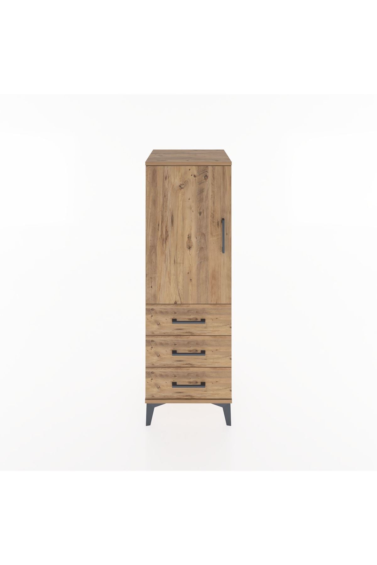 Hyperion Dolap 2 Raflı 3 Çekmeceli Tek Kapaklı 44x44x134 Çam-Çam