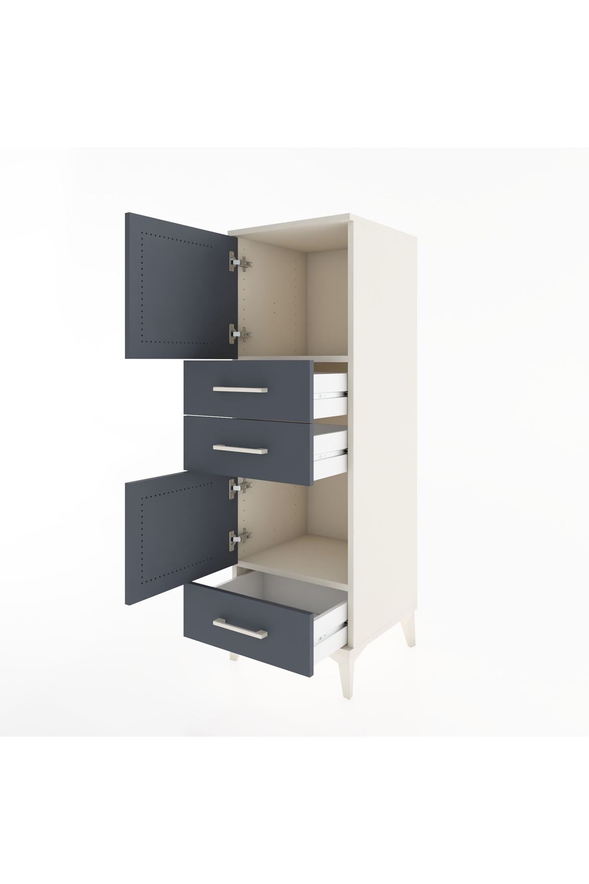 Hyperion Dolap 2 Raflı 3 Çekmeceli 2 Kapaklı 44x44x134 Aytaşı-Antrasit