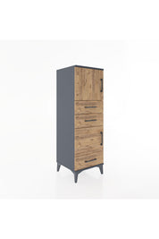 Hyperion Dolap 2 Raflı 3 Çekmeceli 2 Kapaklı 44x44x134 Antrasit-Çam
