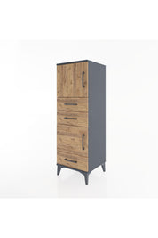 Hyperion Dolap 2 Raflı 3 Çekmeceli 2 Kapaklı 44x44x134 Antrasit-Çam