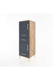Hyperion Dolap 2 Raflı 3 Çekmeceli 2 Kapaklı 44x44x134 Çam-Antrasit
