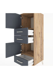 Hyperion Dolap 2 Raflı 3 Çekmeceli 2 Kapaklı 44x44x134 Çam-Antrasit