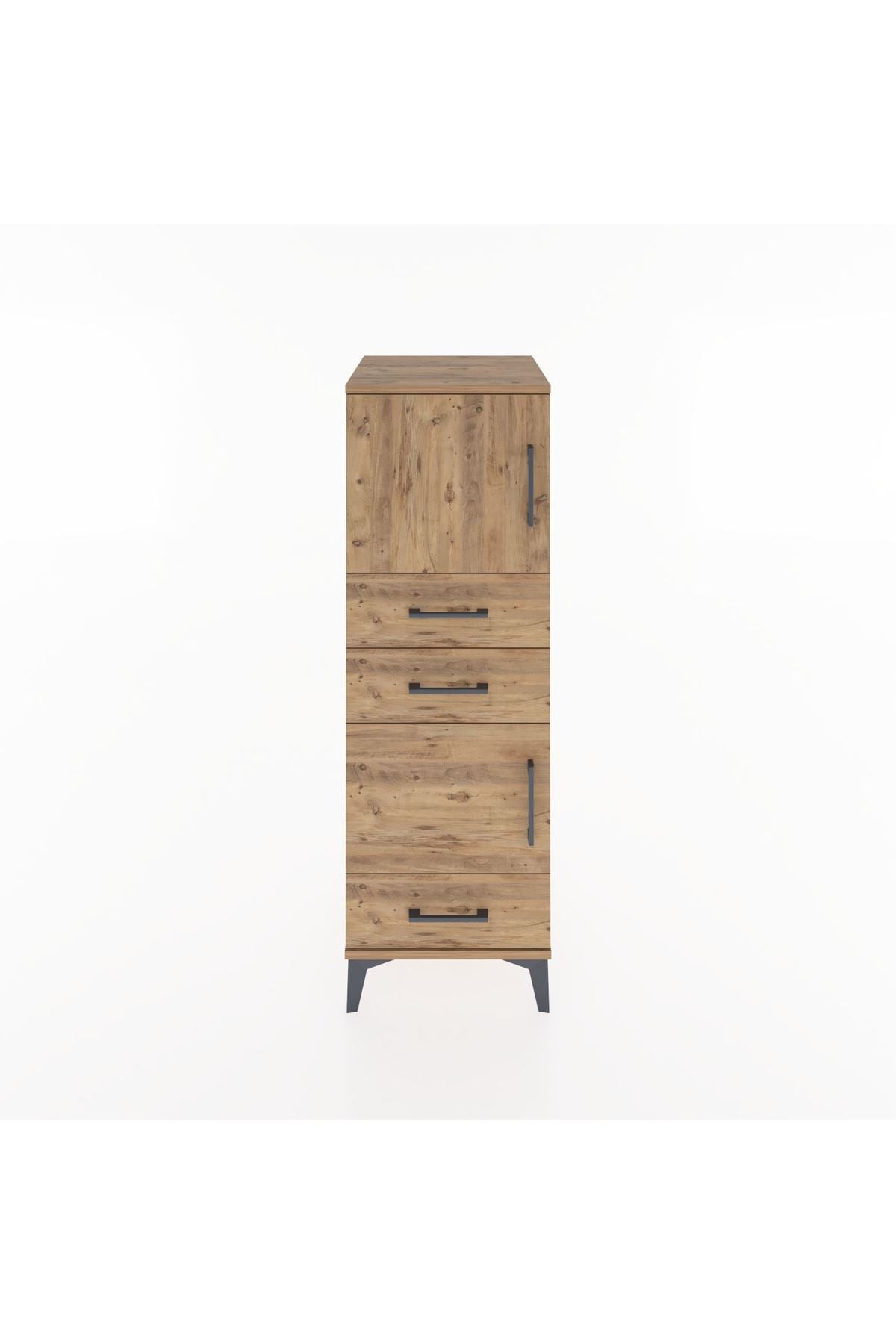 Hyperion Dolap 2 Raflı 3 Çekmeceli 2 Kapaklı 44x44x134 Çam-Çam