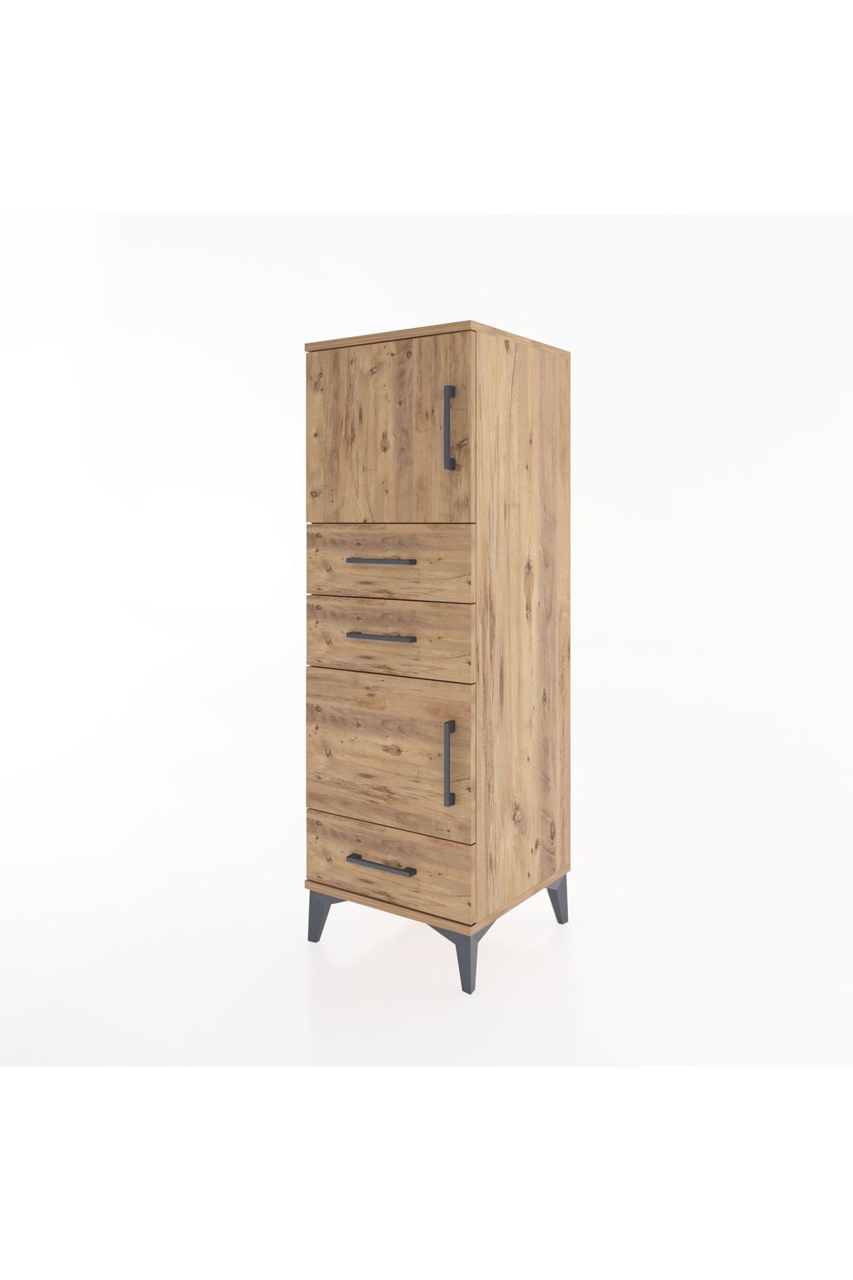 Hyperion Dolap 2 Raflı 3 Çekmeceli 2 Kapaklı 44x44x134 Çam-Çam