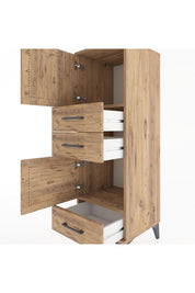 Hyperion Dolap 2 Raflı 3 Çekmeceli 2 Kapaklı 44x44x134 Çam-Çam