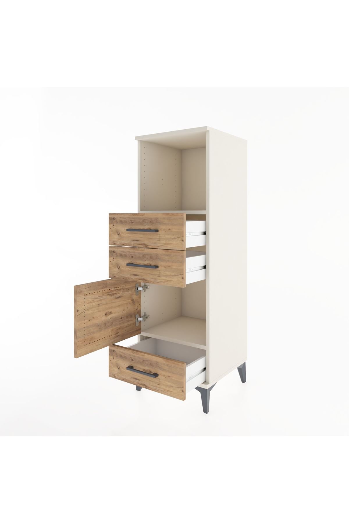 Hyperion Dolap 2 Raflı 3 Çekmeceli Tek Kapaklı 44x44x134 Aytaşı-Çam