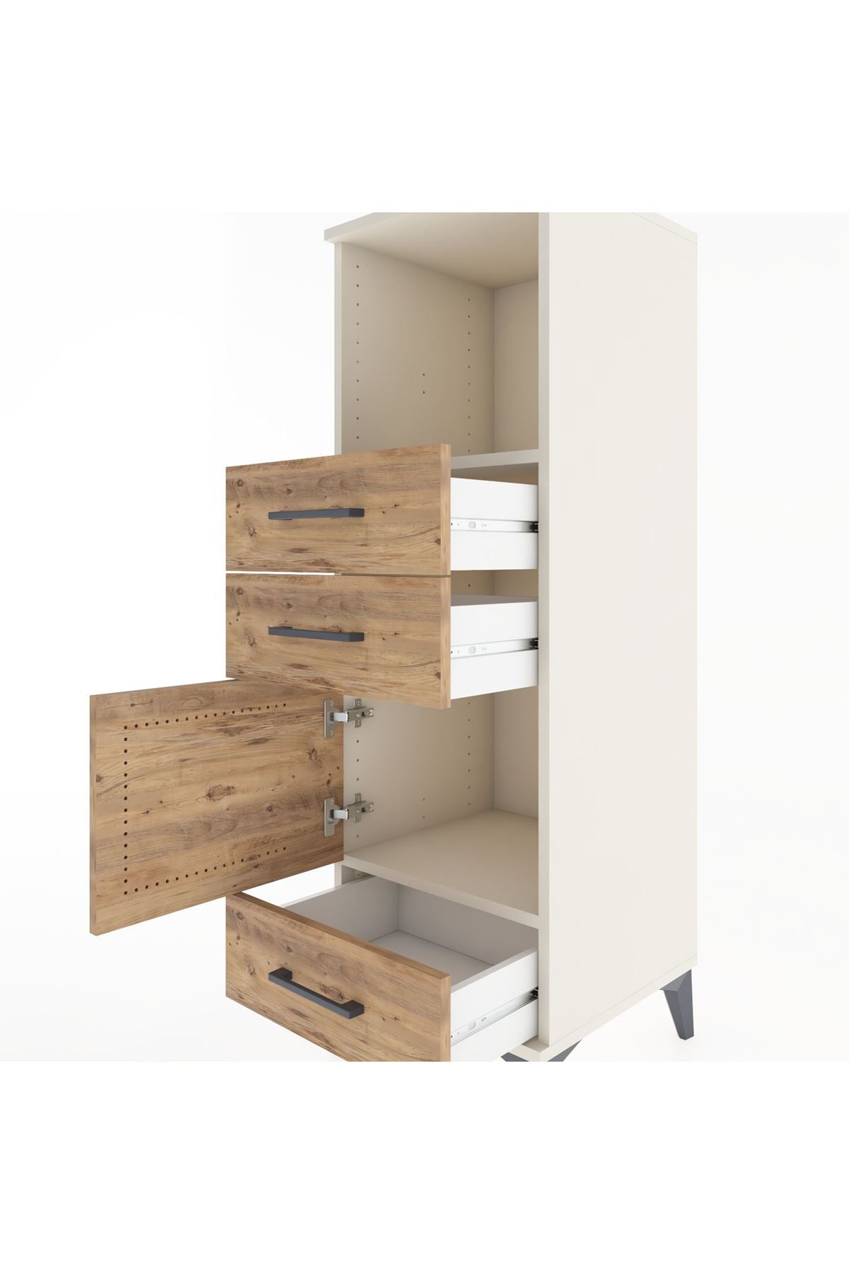 Hyperion Dolap 2 Raflı 3 Çekmeceli Tek Kapaklı 44x44x134 Aytaşı-Çam