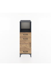 Hyperion Dolap 2 Raflı 3 Çekmeceli Tek Kapaklı 44x44x134 Antrasit-Çam