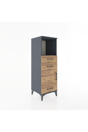 Hyperion Dolap 2 Raflı 3 Çekmeceli Tek Kapaklı 44x44x134 Antrasit-Çam