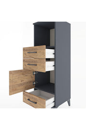 Hyperion Dolap 2 Raflı 3 Çekmeceli Tek Kapaklı 44x44x134 Antrasit-Çam