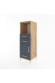 Hyperion Dolap 2 Raflı 3 Çekmeceli Tek Kapaklı 44x44x134 Çam-Antrasit