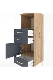 Hyperion Dolap 2 Raflı 3 Çekmeceli Tek Kapaklı 44x44x134 Çam-Antrasit