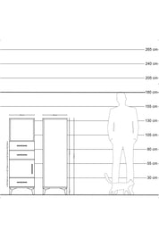 Hyperion Dolap 2 Raflı 3 Çekmeceli Tek Kapaklı 44x44x134 Çam-Çam