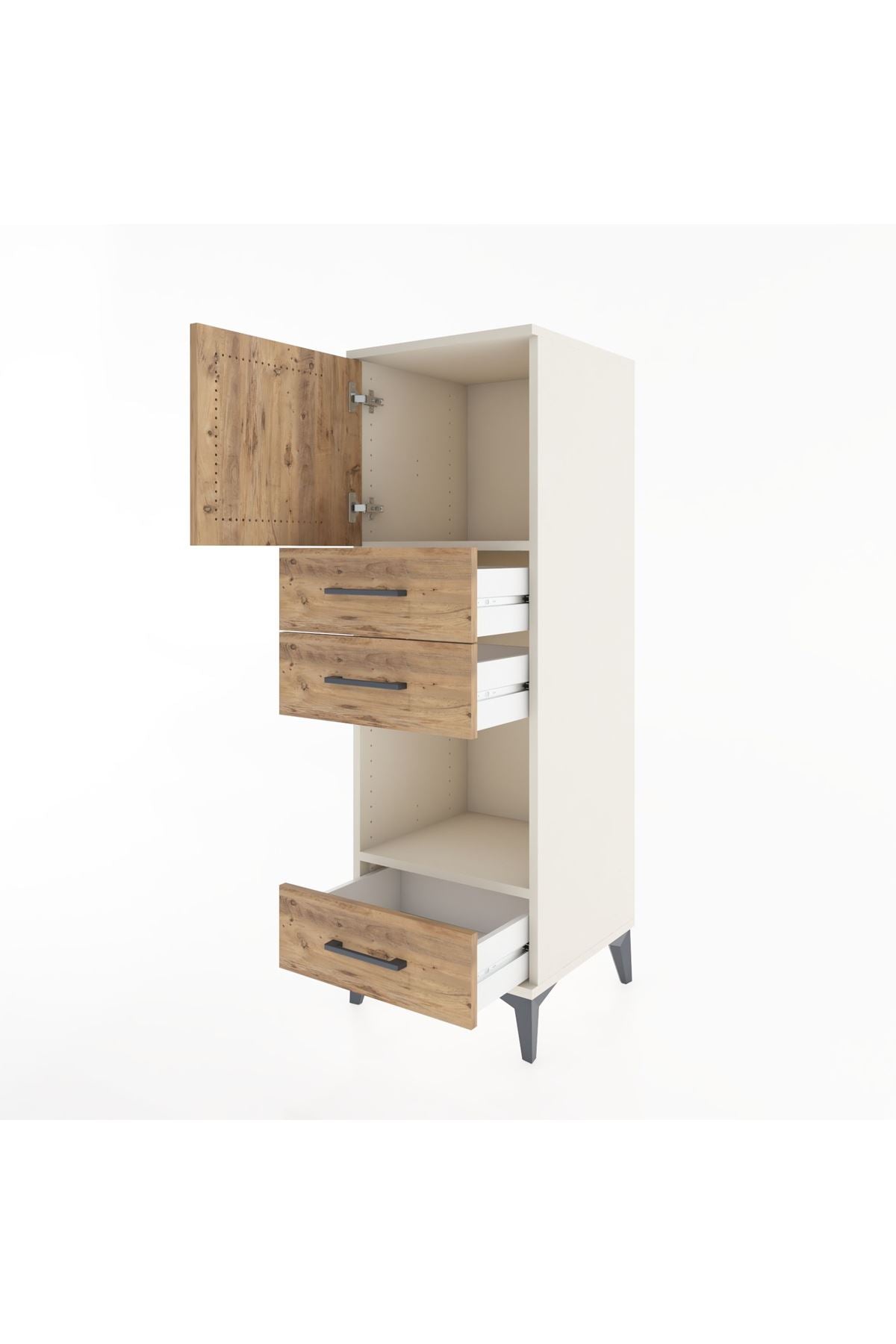 Hyperion Dolap 2 Raflı 3 Çekmeceli Tek Kapaklı 44x44x134 Aytaşı-Çam