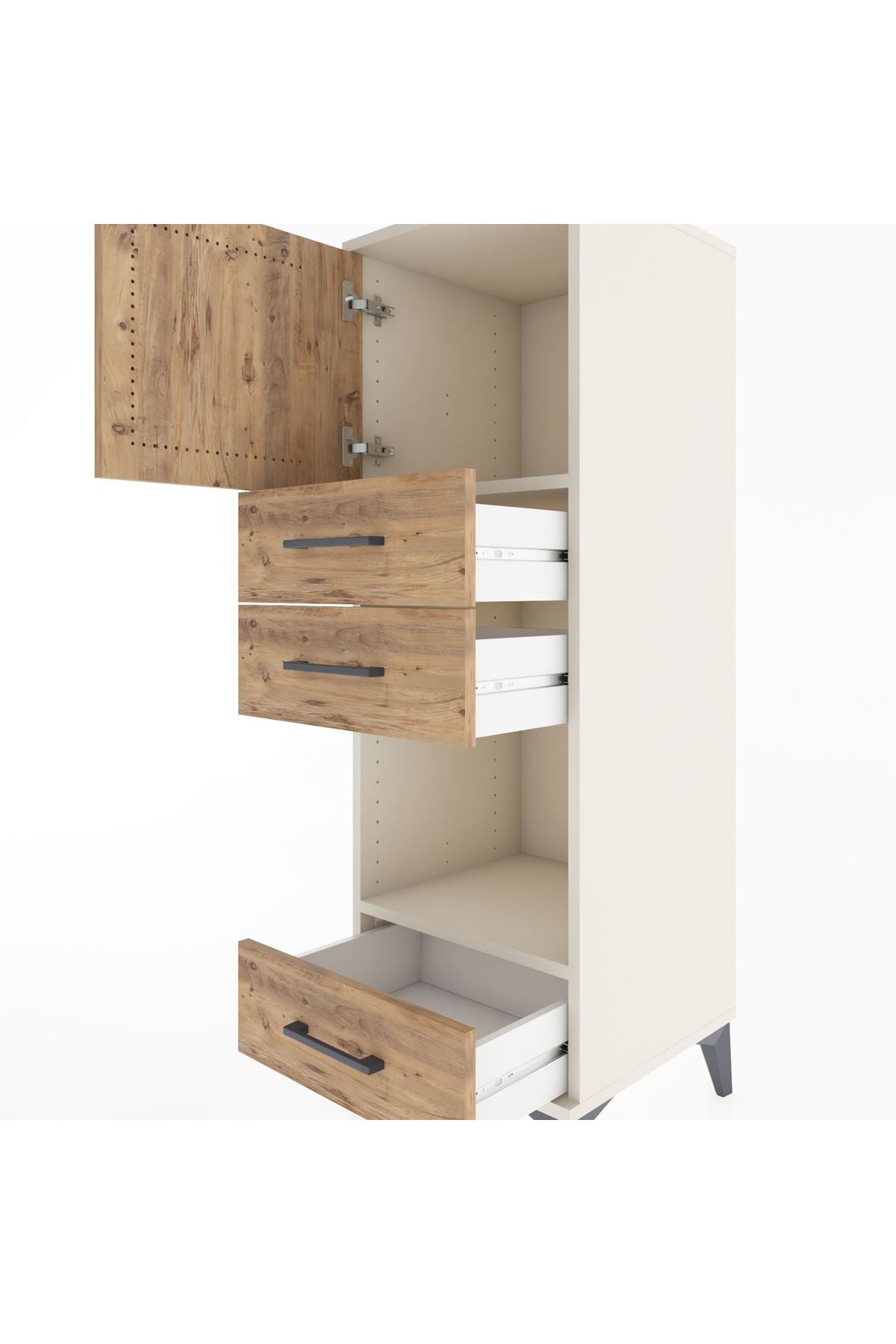 Hyperion Dolap 2 Raflı 3 Çekmeceli Tek Kapaklı 44x44x134 Aytaşı-Çam