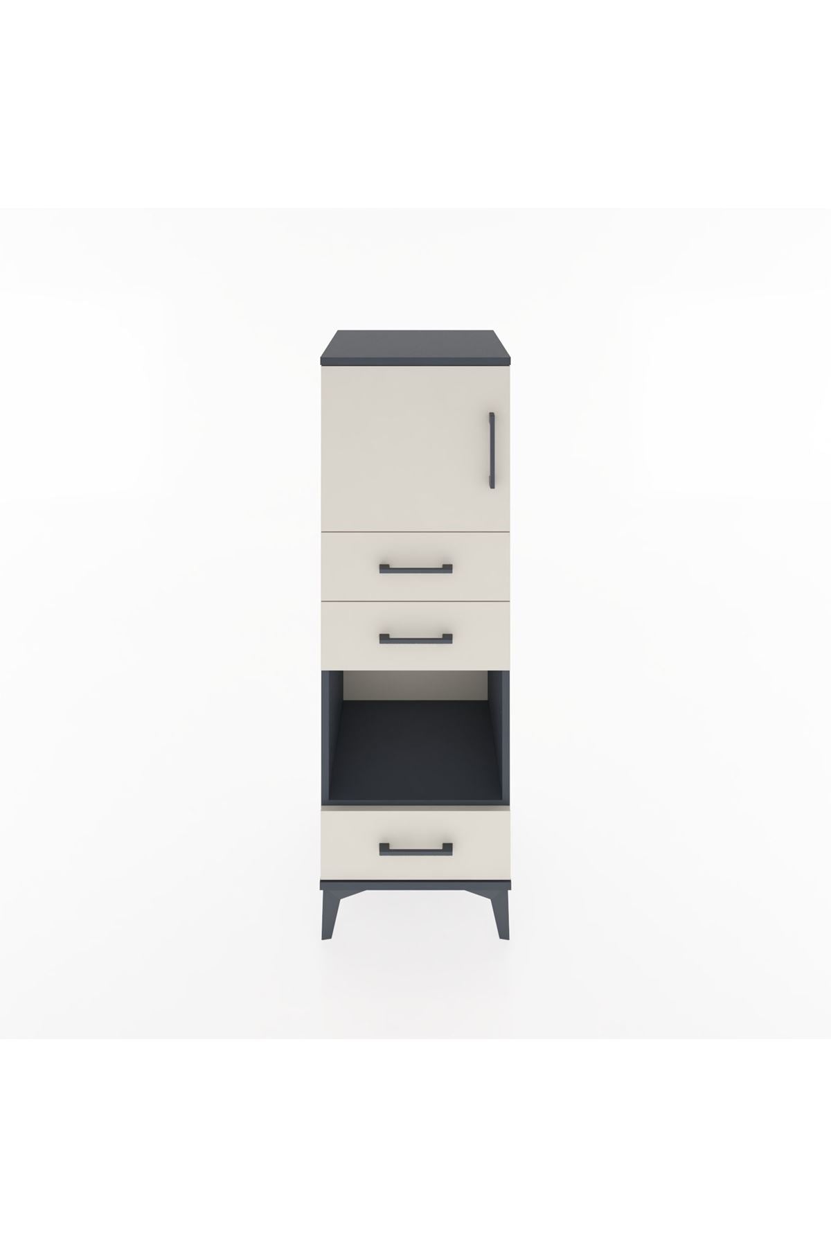 Hyperion Dolap 2 Raflı 3 Çekmeceli Tek Kapaklı 44x44x134 Antrasit-Aytaşı