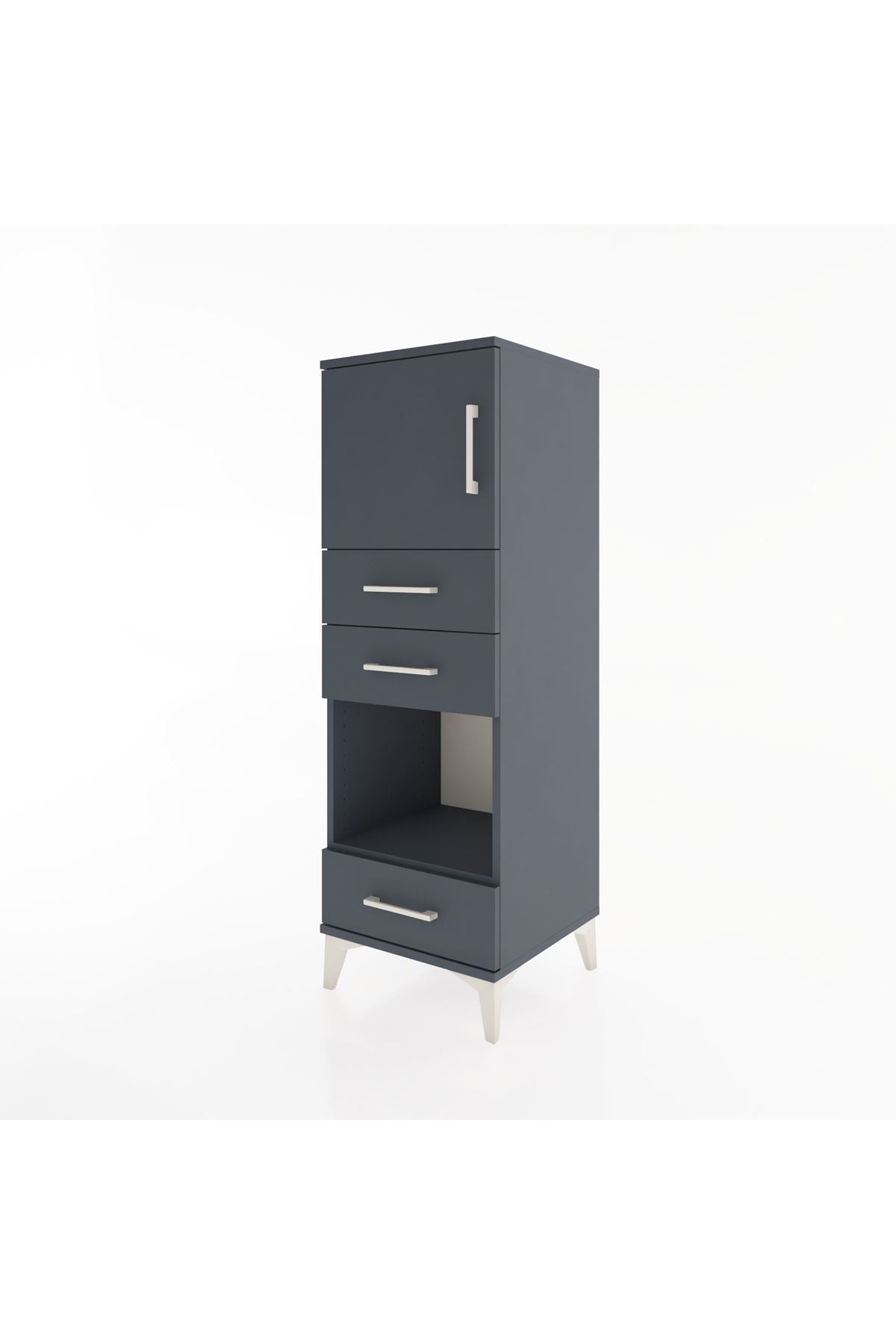 Hyperion Dolap 2 Raflı 3 Çekmeceli Tek Kapaklı 44x44x134 Antrasit-Antrasit