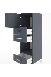 Hyperion Dolap 2 Raflı 3 Çekmeceli Tek Kapaklı 44x44x134 Antrasit-Antrasit