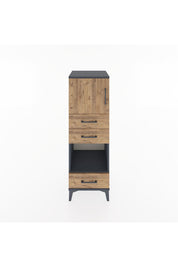 Hyperion Dolap 2 Raflı 3 Çekmeceli Tek Kapaklı 44x44x134 Antrasit-Çam