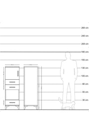 Hyperion Dolap 2 Raflı 3 Çekmeceli Tek Kapaklı 44x44x134 Antrasit-Çam