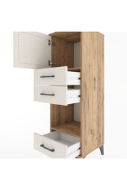 Hyperion Dolap 2 Raflı 3 Çekmeceli Tek Kapaklı 44x44x134 Çam-Aytaşı