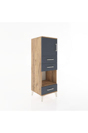 Hyperion Dolap 2 Raflı 3 Çekmeceli Tek Kapaklı 44x44x134 Çam-Antrasit