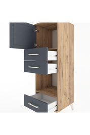 Hyperion Dolap 2 Raflı 3 Çekmeceli Tek Kapaklı 44x44x134 Çam-Antrasit