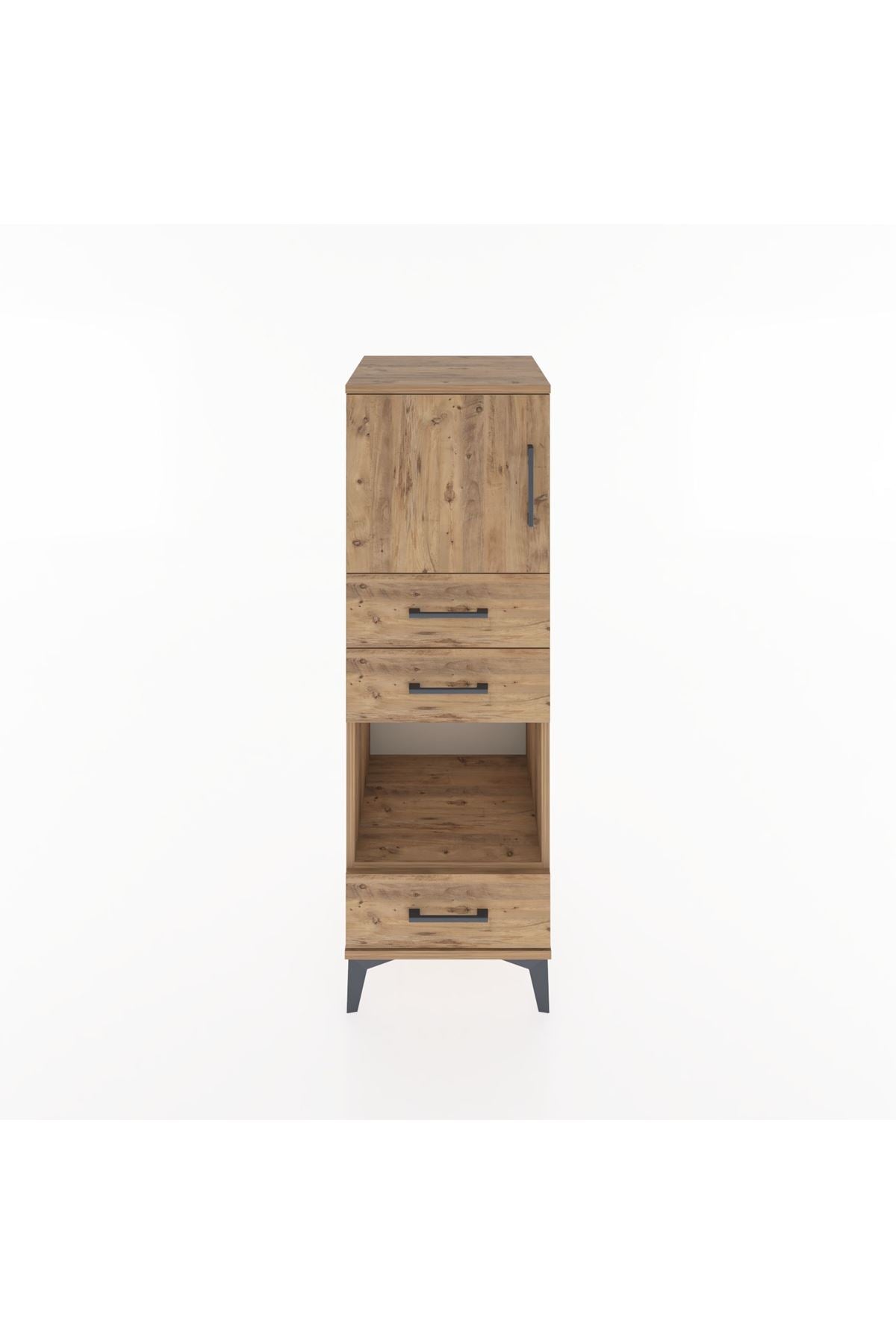 Hyperion Dolap 2 Raflı 3 Çekmeceli Tek Kapaklı 44x44x134 Çam-Çam