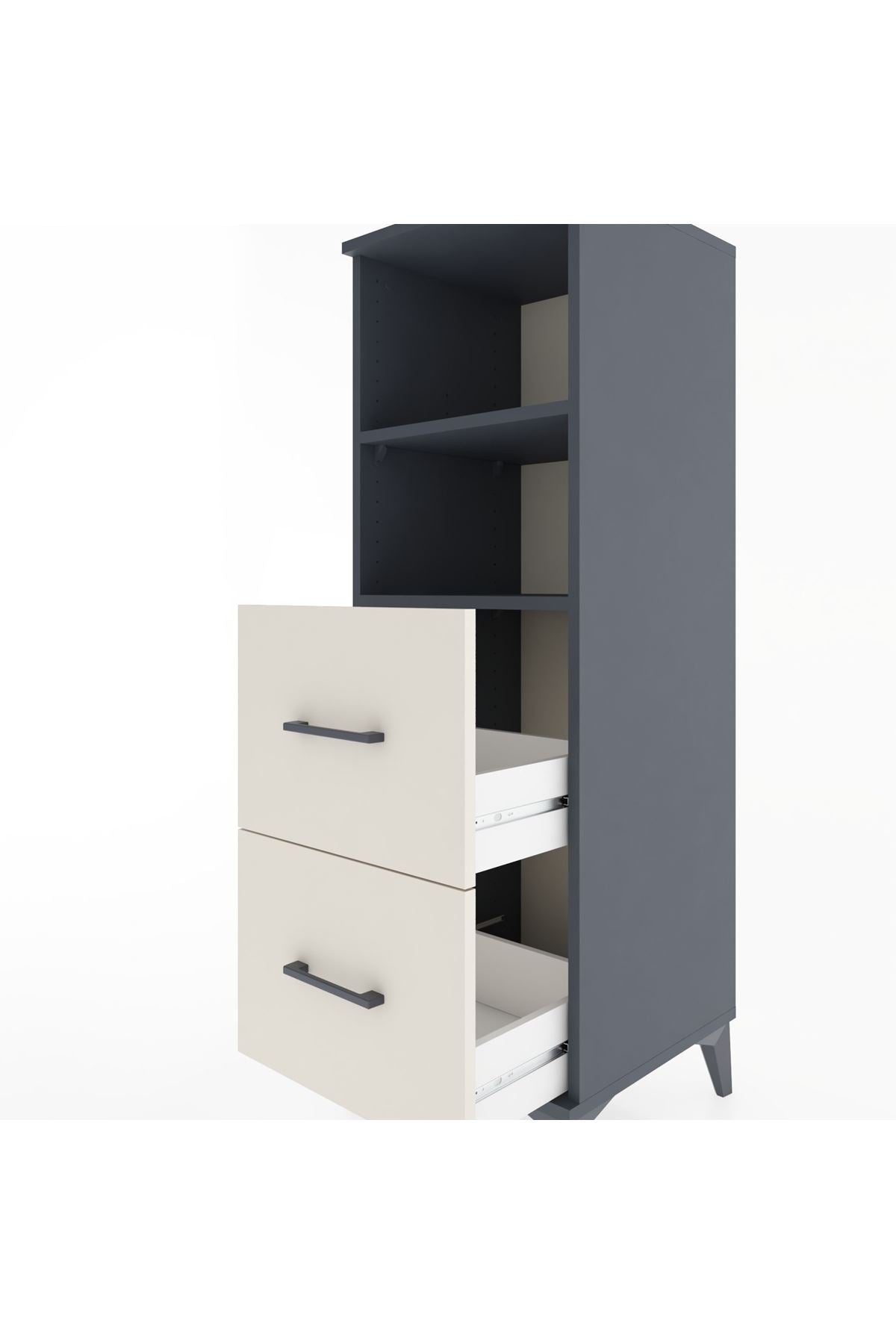 Hyperion Dolap 2 Raflı 2 Çekmeceli 44x44x134 Antrasit-Aytaşı