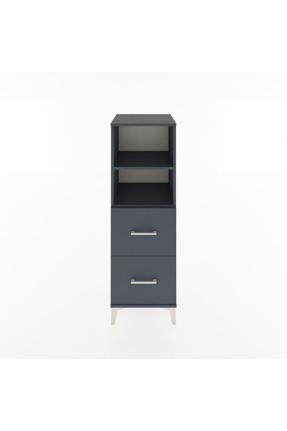 Hyperion Dolap 2 Raflı 2 Çekmeceli 44x44x134 Antrasit-Antrasit