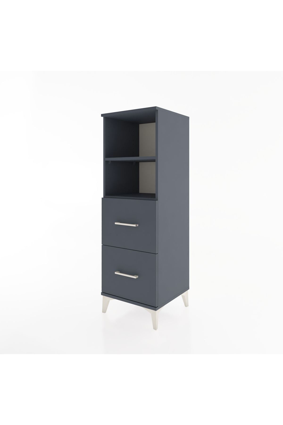 Hyperion Dolap 2 Raflı 2 Çekmeceli 44x44x134 Antrasit-Antrasit