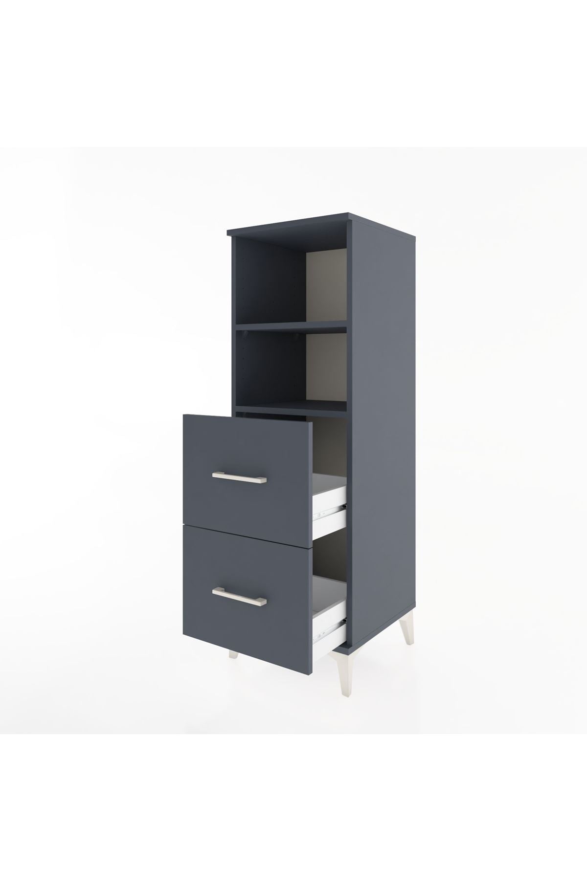 Hyperion Dolap 2 Raflı 2 Çekmeceli 44x44x134 Antrasit-Antrasit