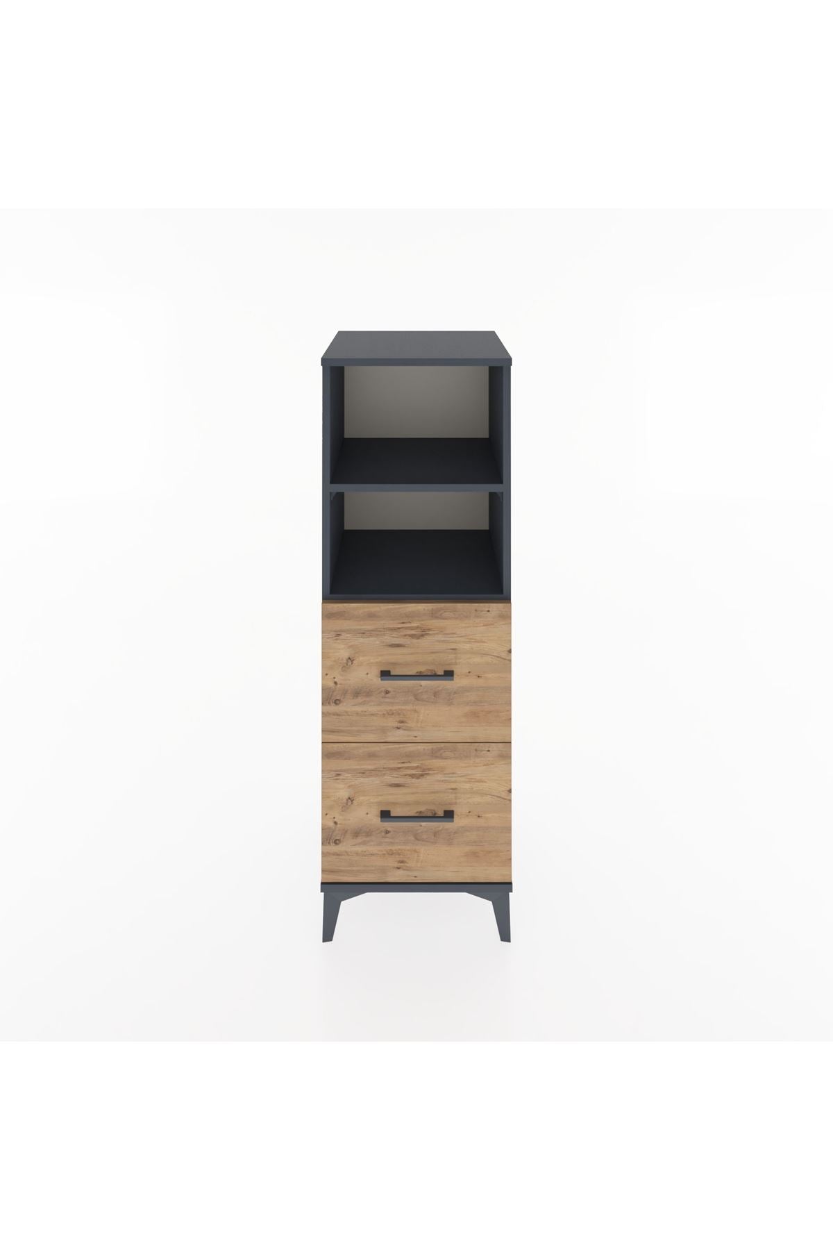 Hyperion Dolap 2 Raflı 2 Çekmeceli 44x44x134 Antrasit-Çam