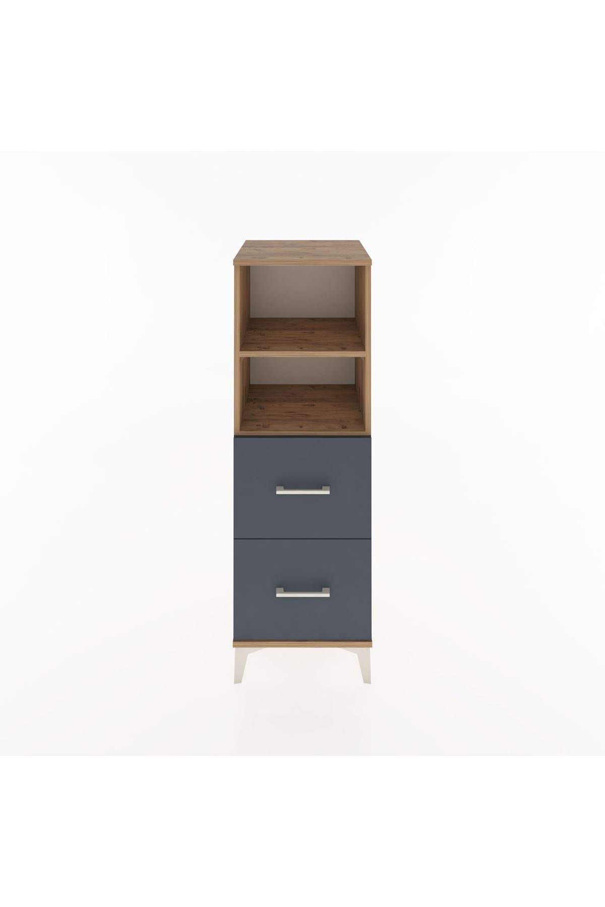 Hyperion Dolap 2 Raflı 2 Çekmeceli 44x44x134 Çam-Antrasit