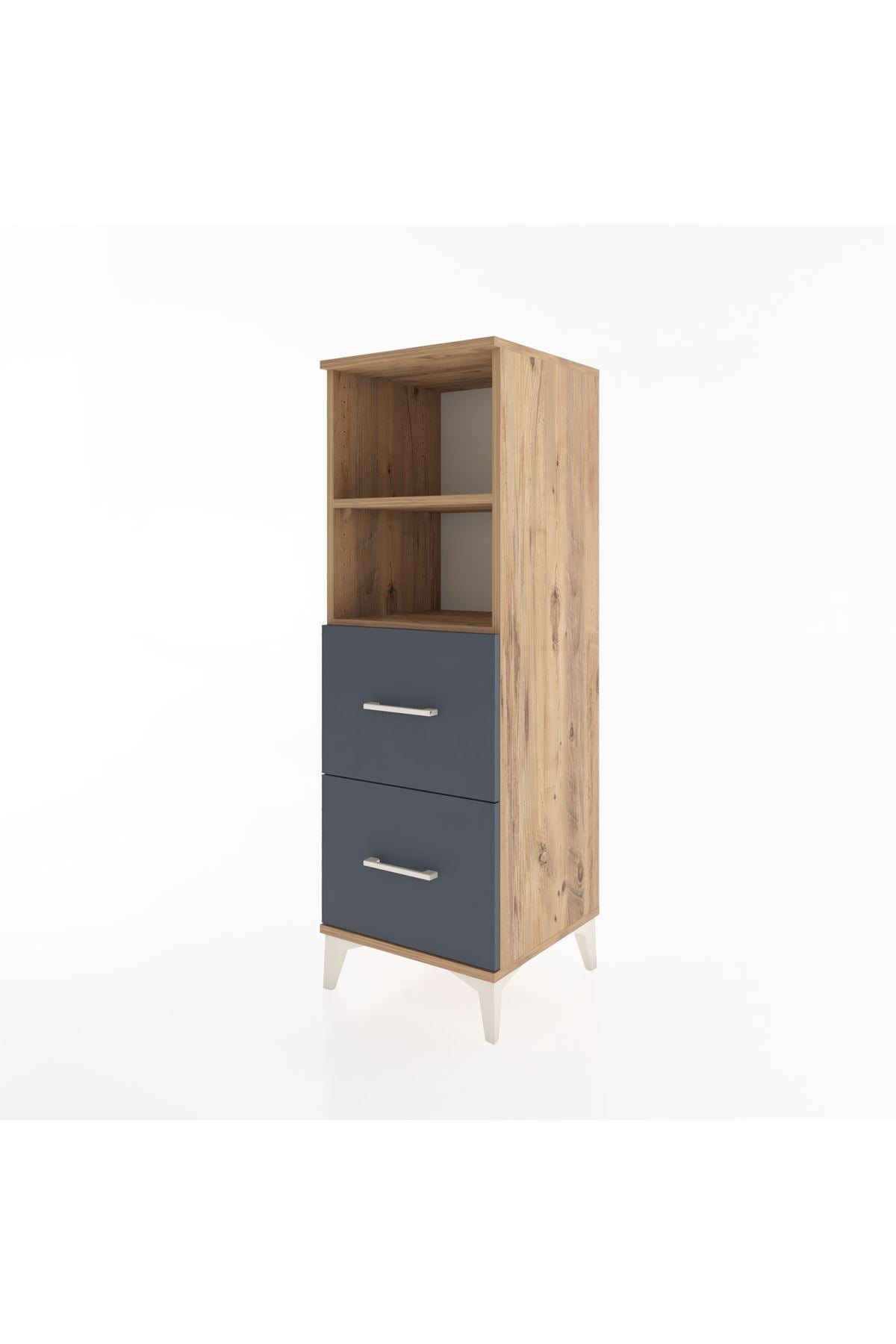 Hyperion Dolap 2 Raflı 2 Çekmeceli 44x44x134 Çam-Antrasit