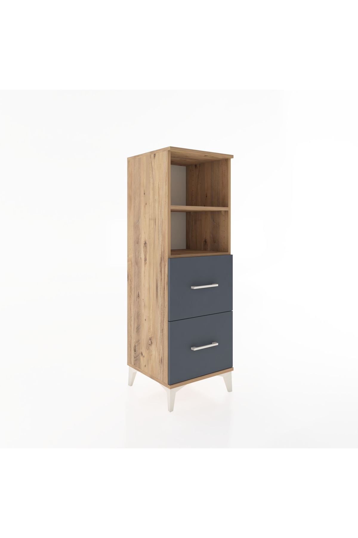 Hyperion Dolap 2 Raflı 2 Çekmeceli 44x44x134 Çam-Antrasit