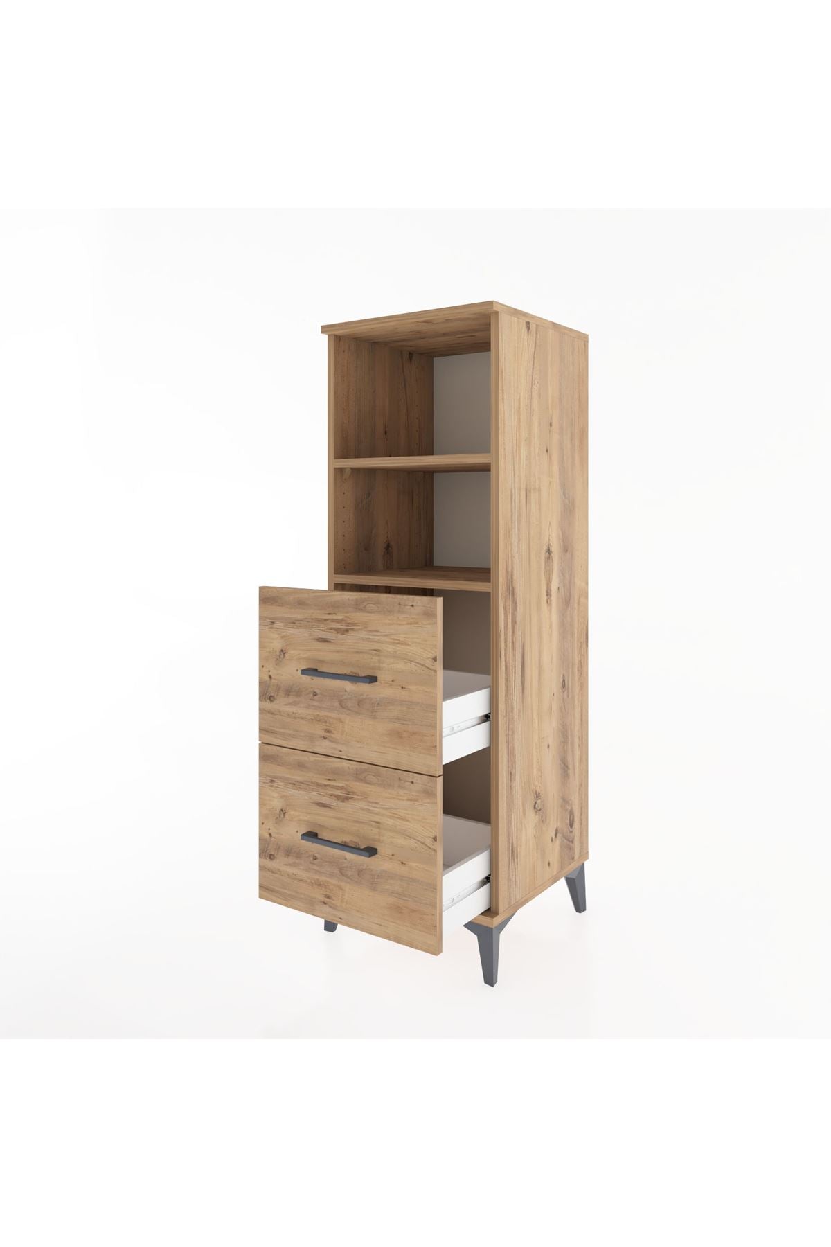 Hyperion Dolap 2 Raflı 2 Çekmeceli 44x44x134 Çam-Çam