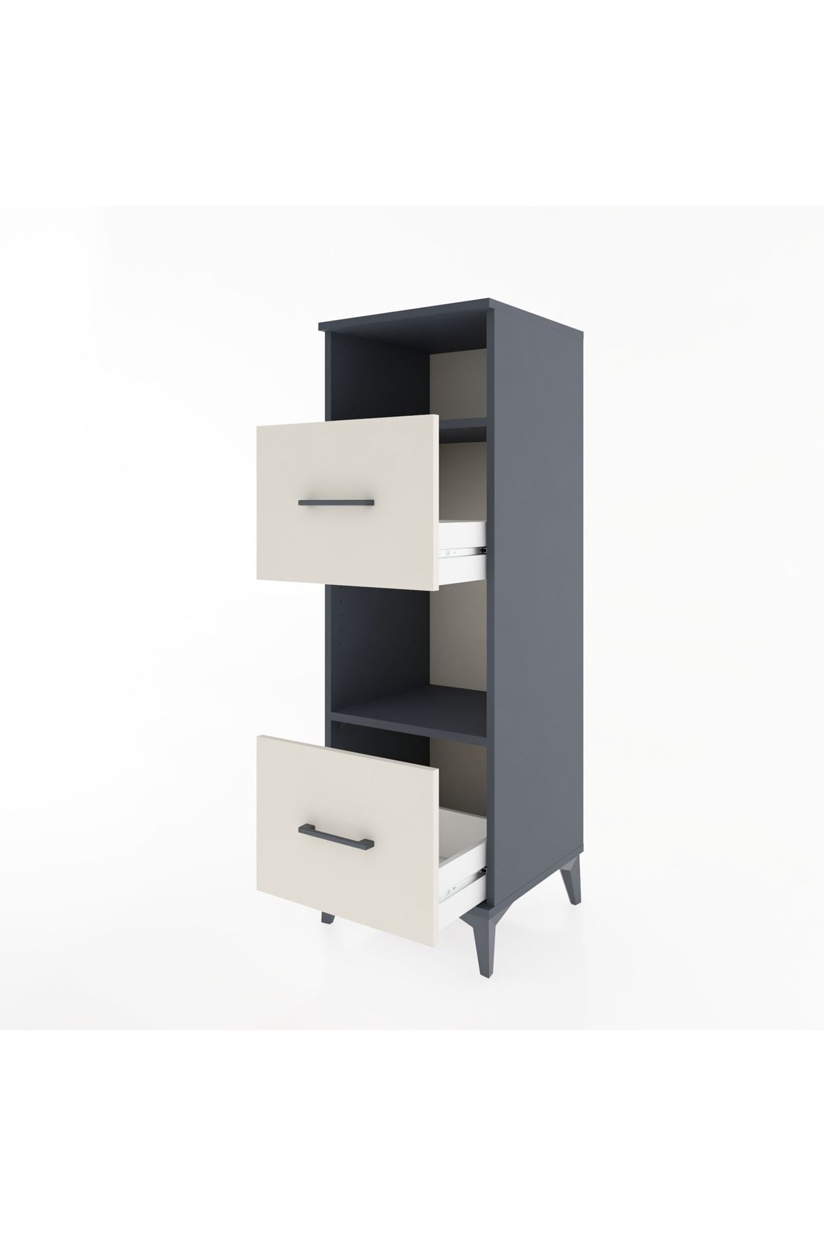 Hyperion Dolap 2 Raflı 2 Çekmeceli 44x44x134 Antrasit-Aytaşı